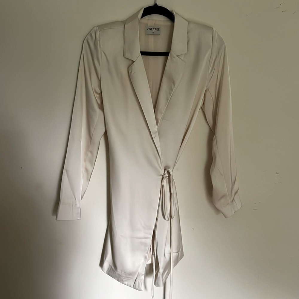 Ivory cream blazer wrap dress